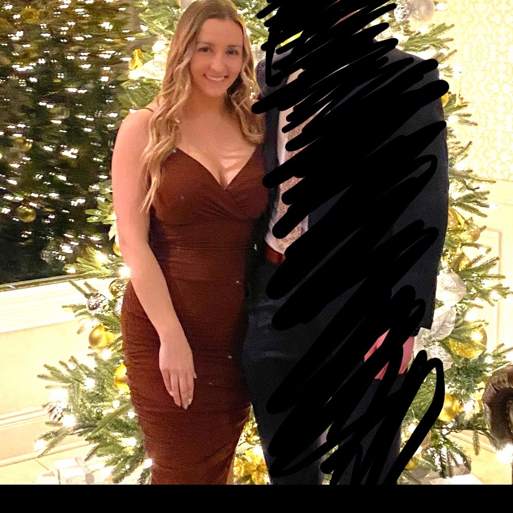 Brown tank top ruched dress